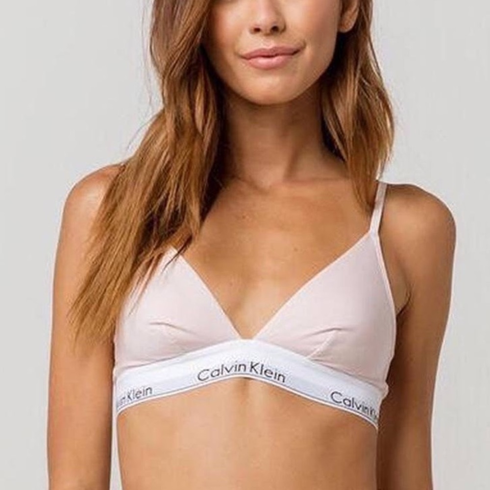 Calvin Klein Light Pink Cotton Unlined Triangle Bralette